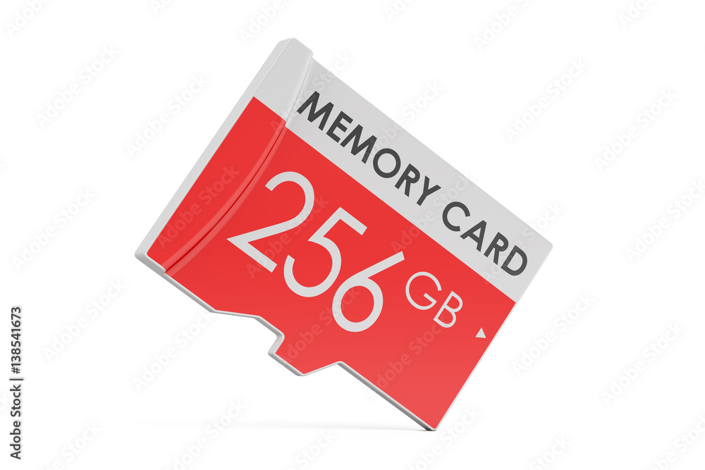 Poster memory card 256 gb, 3d rendering