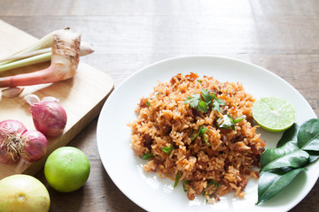 Thai food, Spicy traditional fried rice with herbs