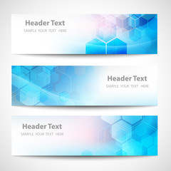 Fototapeta premium Vector Banner Abstract geometric background. Template brochure design. Blue hexagon shape