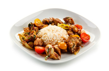 Kebabs - grilled meat and vegetables 