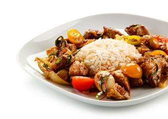 Kebabs - grilled meat and vegetables 
