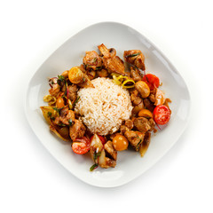 Kebabs - grilled meat and vegetables 