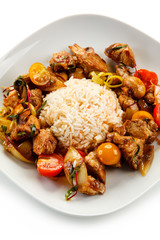 Kebabs - grilled meat and vegetables 