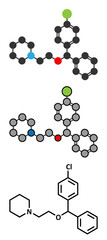 Cloperastine cough suppressant drug molecule.