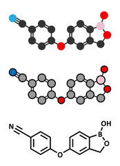 Crisaborole eczema drug molecule (Phosophodiesterase-4 inhibitor).