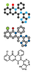 Duvelisib cancer drug molecule (phosphoinositide 3-kinase inhibitor).