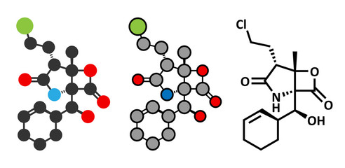 Marizomib (salinosporamide A) cancer drug molecule (proteasome inhibitor).