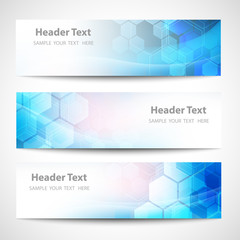 Vector Banner Abstract geometric background. Template brochure design. Blue hexagon shape