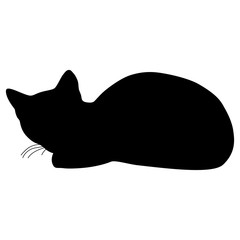 Black silhouette of cat. Vector illustration.