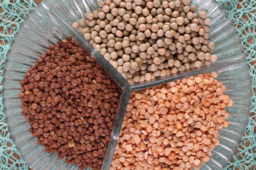 Cereals / Various cereals lying on a plate