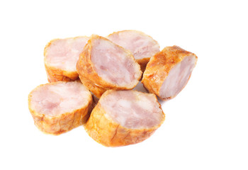 sausage slices on a white background