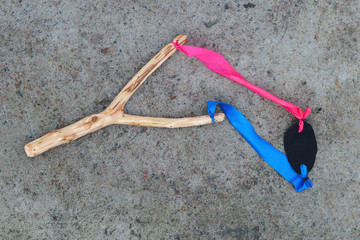 top view of lying slingshot