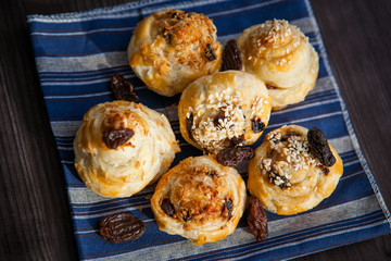 fresh buns on a dark background