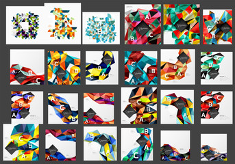 Mega collection of low poly triangle mosaic abstract backgrounds