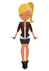 Cartoon teenage girl with boots and blonde hair