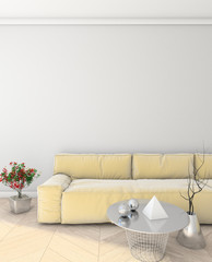 mock up modern interior with sofa. loft. 3D render