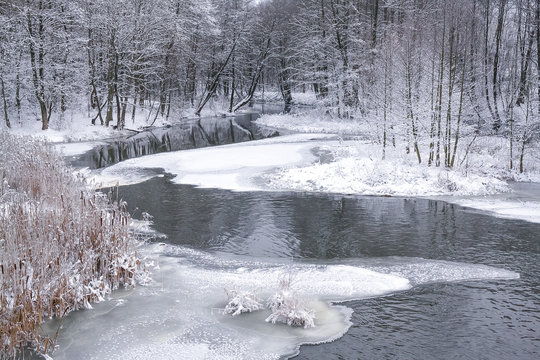 Small river in the winter