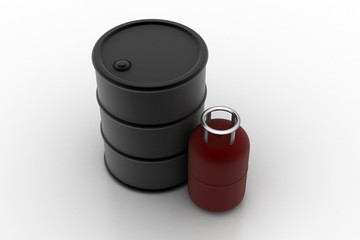 Gas cylinder with ouil barrel