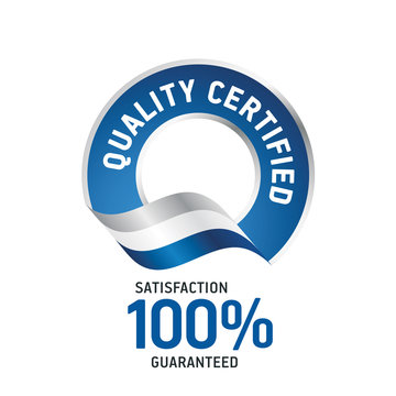 Quality Certified blue ribbon label logo icon
