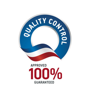 Quality Control blue ribbon label logo icon