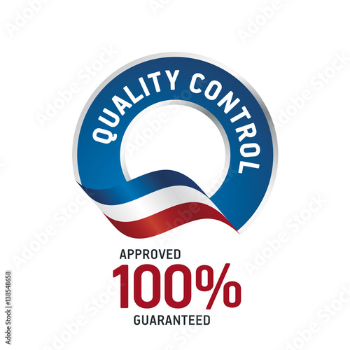 "Quality Control blue ribbon label logo icon" Stock image and royalty-free vector files on ...
