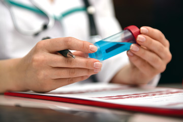 Woman Studying Blue Sample