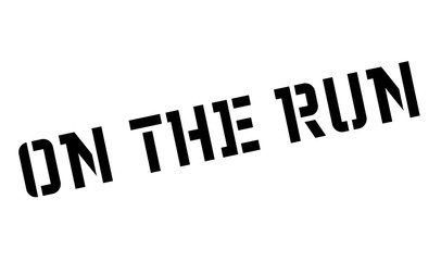 On The Run rubber stamp. Grunge design with dust scratches. Effects can be easily removed for a clean, crisp look. Color is easily changed.