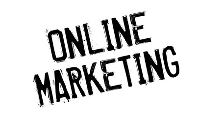 Online Marketing rubber stamp. Grunge design with dust scratches. Effects can be easily removed for a clean, crisp look. Color is easily changed.