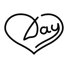 vector text day hand-lettering in the form of heart