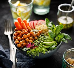 Buddha bowl of mixed vegetables, healthy and nutritious vegan meal