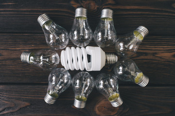 energy saving lamp and glow lamps concept
