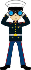 Cartoon Navy Officer with Binoculars