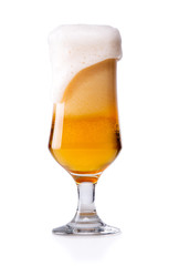 cold beer with foam isolated.