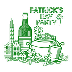 Saint Patrick Day Beer Festival Banner Greeting Card Vector Illustration