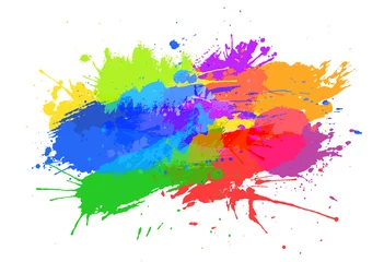 Fototapeten Colorful spots set on white background. Watercolor or ink illustration. © inspiring.team