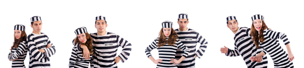 Pair of prisoners isolated on white