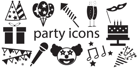 Party icons vector isolated in white background.