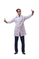 Young doctor isolated on white background