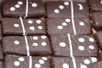 biscuits on the market close up as a background. Selective focus