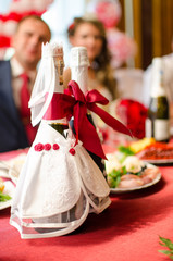 champagne bottles decoration for wedding day
