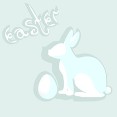 Silhouette rabbit with egg and Easter inscription in delicate gr