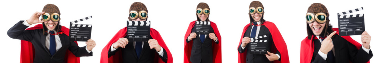 Man wearing red clothing in funny concept