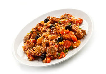 Risotto - roast meat, rice and vegetables 