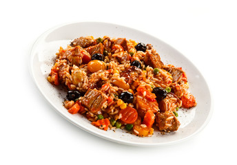 Risotto - roast meat, rice and vegetables 