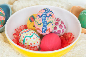 Easter eggs in bowl color
