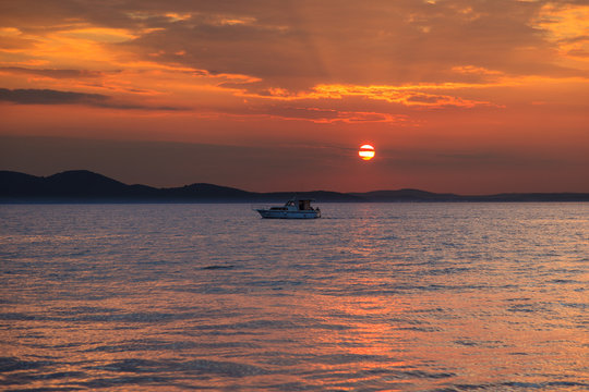 Sunset off the coast of Zadar in Croatia