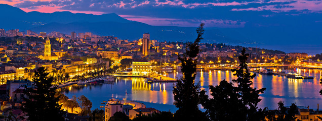 City of Split aerial view at dawn - obrazy, fototapety, plakaty