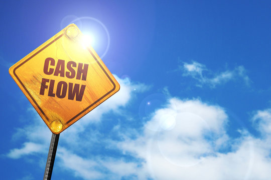cash flow, 3D rendering, traffic sign