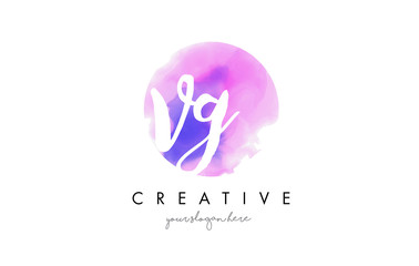 VG Watercolor Letter Logo Design with Purple Brush Stroke.