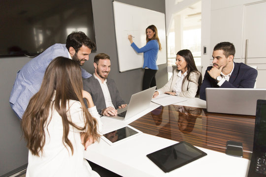 Young business people in the modern office